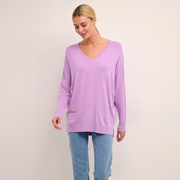 KAFFE KAmachelle Women's Knit sweater Long Sleeve V-Neck Pullover  size M pink - Picture 4 of 14